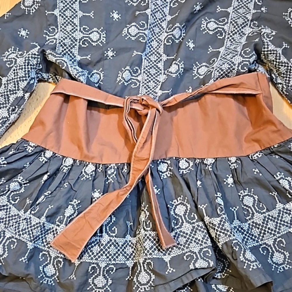 Odd Molly Blue And Brown Patterned Blouse - image 7